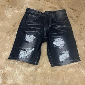 SHEIN Dark Grayish Distressed Denim Shorts Size 8y NWOTS
